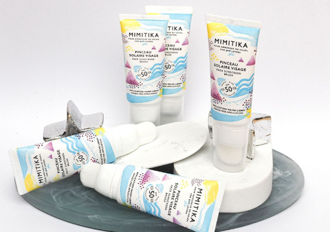Mimitika: Pinceau Solaire Visage SPF50 (Brocha solar facial SPF50) - 20% de descuento