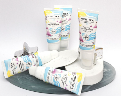 Mimitika: Pinceau Solaire Visage SPF50 (Brocha solar facial SPF50) - 20% de descuento