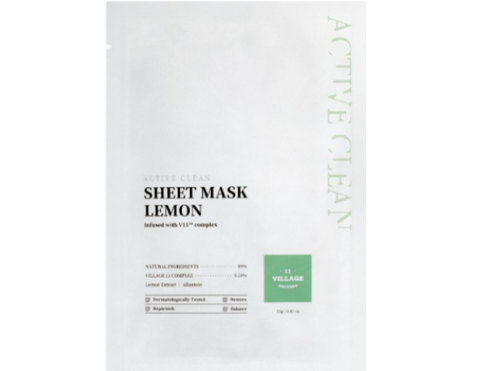 Village 11 Factory: Active Clean Sheet Mask Lemon (Mascarilla iluminadora con extracto de limón)