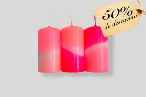 Pink Stories: DIP DYE NEON pack 3 (Velas neón modelo pilar - varios modelos) - 50% descuento