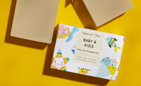 Helemaal Shea: Baby & kids body and hair soap (Jabón de bebés y niños para cuerpo y cabello) - 20% descuento