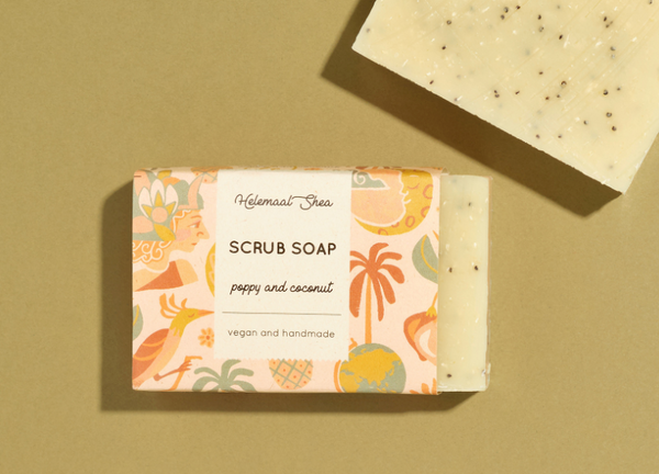 Helemaal Shea: Poppy & Coconut scrub soap (Jabón exfoliante de amapola y coco)
