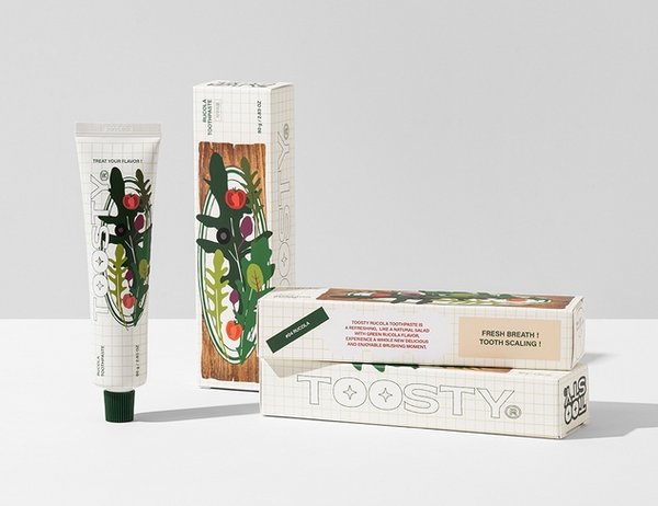 Toosty: Rucula toothpaste (Dentífrico blanqueante y anticaries con sabor a rúcula)