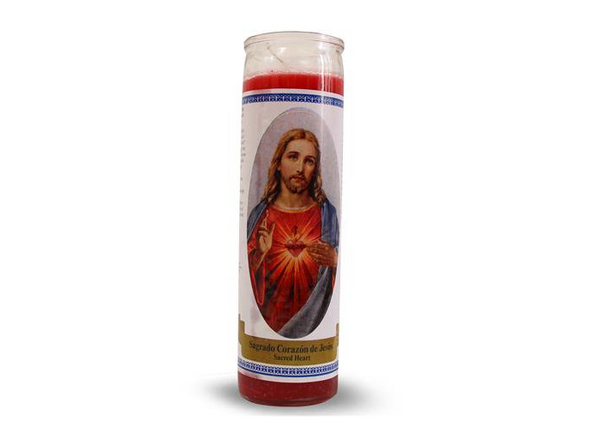 Green Tree Candle: Candle Sacred Heart (Vela Sagrado Corazón de Jesús)