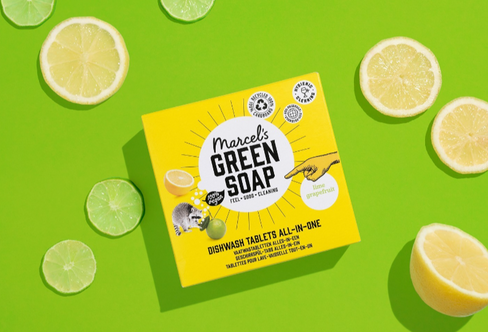Marcel's Green Soap: Dishwash Tablets Lime & Grapefruit (Pastillas lavavajillas pomelo y lima)
