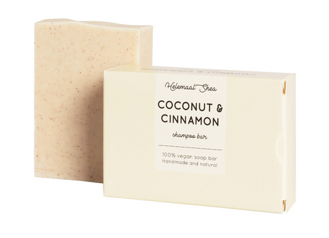 Helemaal Shea: Coconut & Cinnamon shampoo bar (Champú sólido con coco y canela para cabello seco)